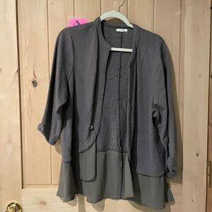 Maurices Grey Open Front Cardigan With SheerBottom